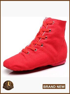 Canvas Lace-up Dance Shoes Flat Practice Jazz Boots for Women